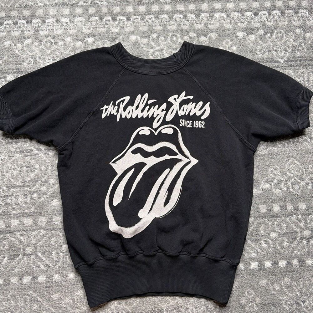 People of Leisure X Rolling Stones Black Raglan French Terry Tee Medium Band